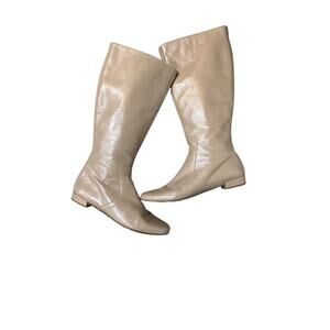 Kate Spade New York Leather Taupe Minimalist Knee Boots Sz 10 Italy